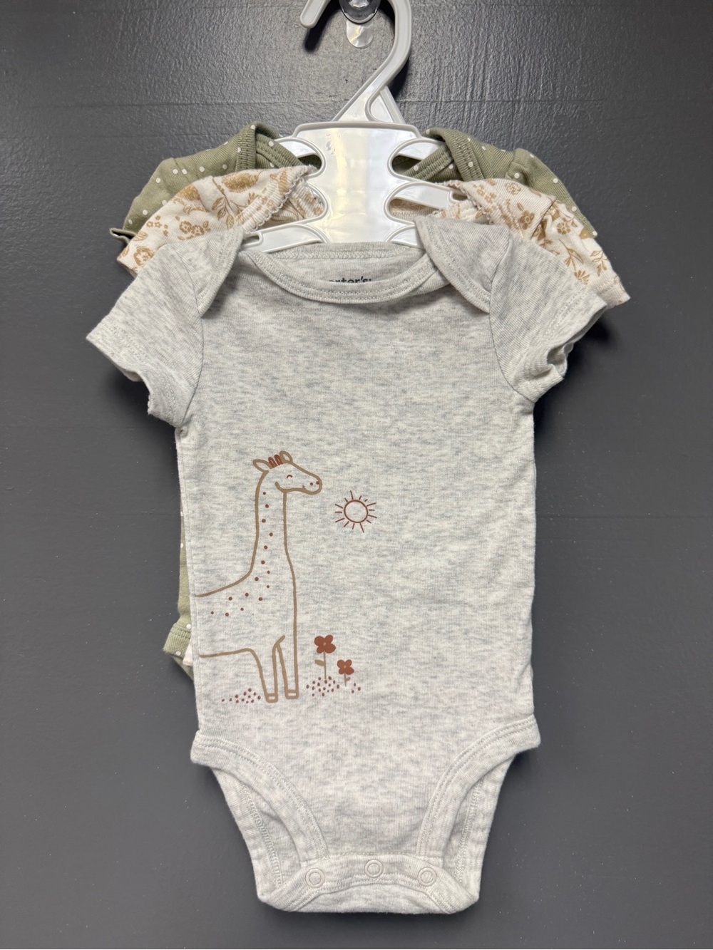 Carter’s Baby Bodysuit 3-Pack – Size 3M – Giraffe, Woodland & Polka Dot